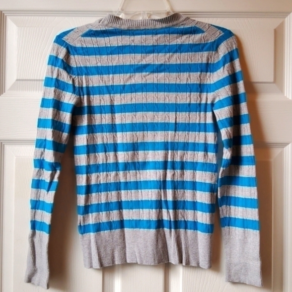 Old Navy Striped V Neck Sweater Blue Gray Medium - Picture 3 of 6